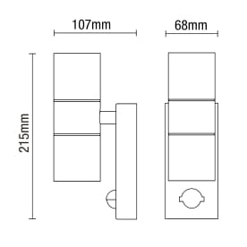 Leto Outdoor Wall Light with PIR Sensor Black